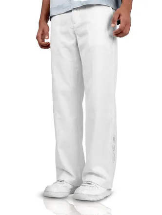 Ivory Pleated Cotton Pants Men Daily Wear