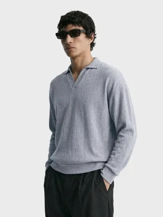 Men's Light Grey Jersey V-Neck Casual Oversized T-Shirt