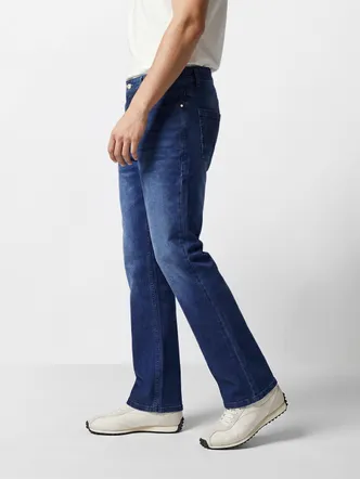 Men's Deep Indigo Bell Bottom Jeans for Daily