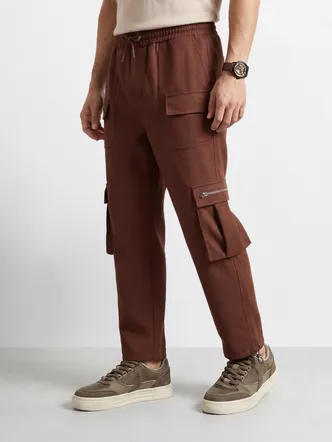 Men's Deep Chestnut Brown Travel Jogger Cargo Pants