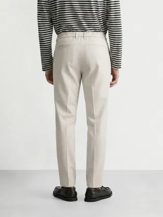 Men's Light Beige Chinos Mid-Rise Ankle Daily