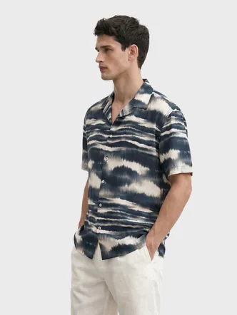 Men's Deep Navy Cream Jersey Shirt Resort