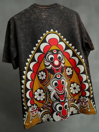 Black Oversized Jersey T-Shirt Ethnic Streetwear Casual