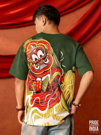 Forest Green Pottan Theyyam Oversized Jersey T-Shirt
