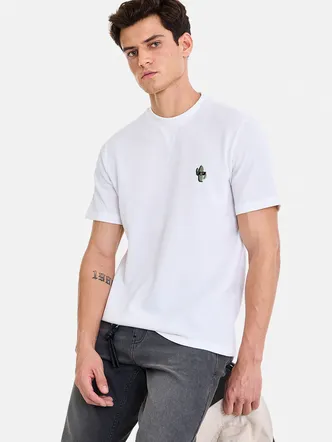 Men's White Textured Jersey T-Shirt for Daily