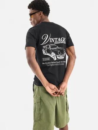 Black Jersey T-Shirt Men Casual Streetwear Tee
