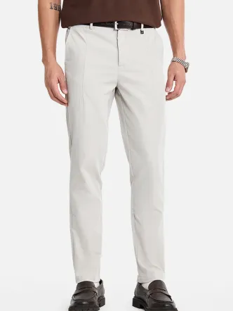 Light Beige Slim-Fit Chinos for Work Travel
