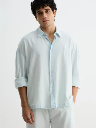 Light Sky Blue Rugby Shirt Unisex Daily Wear