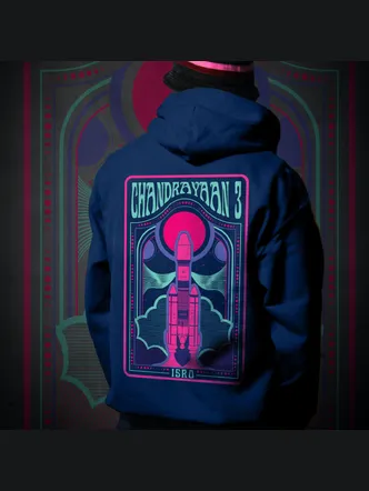 Navy Blue Chandrayaan 3 Men's Pullover Hoodie