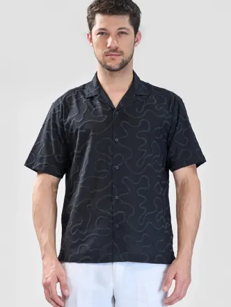Black Solid Relaxed Fit Men's Shirt