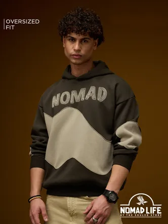 Desert Nomad Oversized Pullover Hoodie - Dark Olive Brown
