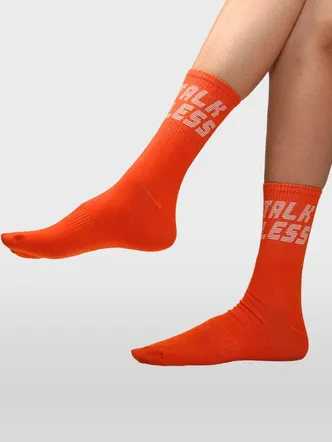 Burnt Orange Mid-Calf Cotton Crew Socks Daily
