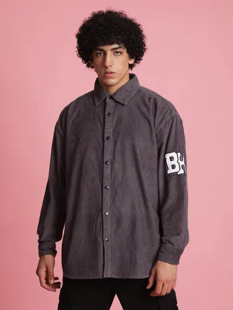 Muted Charcoal Grey Men's Corduroy Bomber Jacket