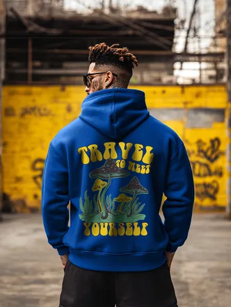 Men's Royal Blue Oversized Travel Hoodie