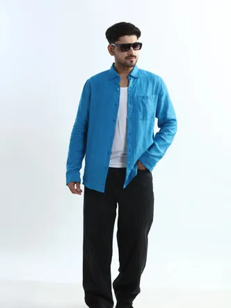Ink Blue Button Down Men's Casual Shirt